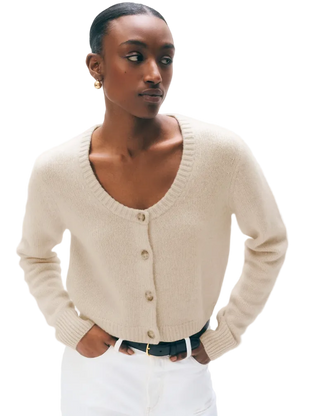 White & Warren - Cashmere Scoop Neck Cropped Cardigan -