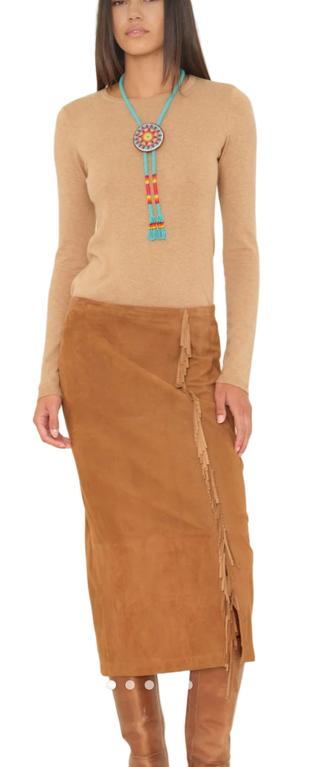 Xirena - Bonnie Suede Fringed Skirt - Mustang