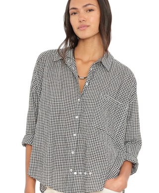 Xirena - Jordy Gingham Cotton Shirt - Black Sand