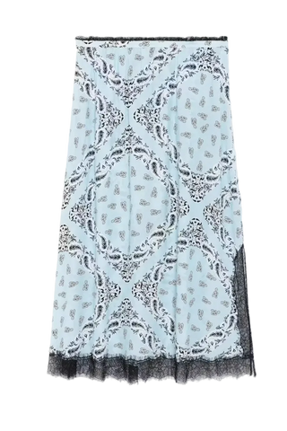 Zadig & Voltaire - Jarvis Soft Bandana Midi Skirt - Bleu Oxford