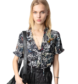 Zadig & Voltaire Tafiz Butterfly Print Blouse