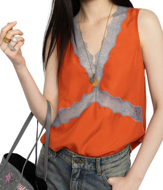 Zadig & Voltaire - Tasao Silk Camisole Top - Tangering