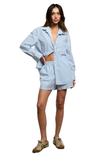perfectwhitetee - Julie Pull-On Poplin Shorts - Pacific Stripe