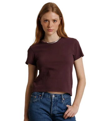 perfectwhitetee - Lisa Recycled Cotton Fitted Tee - Cherry Lacquer