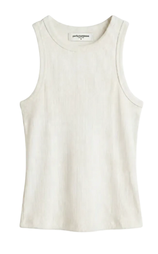perfectwhitetee - Daphne High Neck Ribbed Tank Top - Bright Ivory