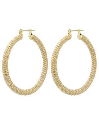 Luv AJ - Pave Amalfi Hoops in Pearl Gold