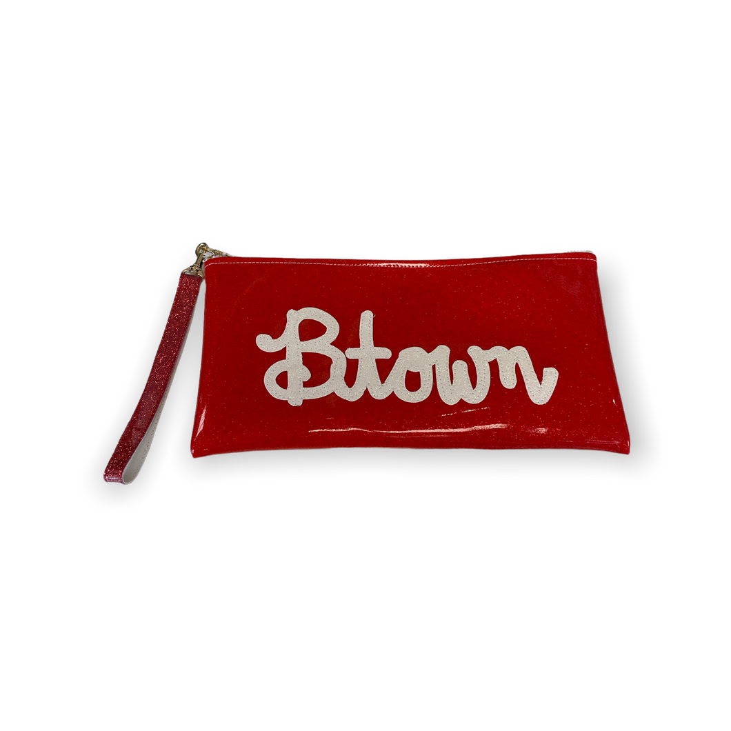 Julie Mollo - Btown Glitter Vinyl Wristlet Handbag - Red/White