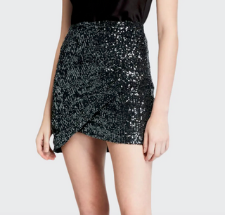 Alice + Olivia - Fidela Embellished Draped Mini Skirt - Black 2