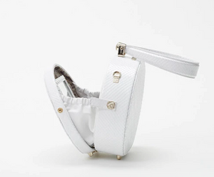 Freya - Poppy Mini Round Leather Handbag - Snow Snakeskin