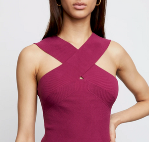 Bailey 44 - Edith Sculpted Cold Shoulder Ribbed Knit Dress - Ruby