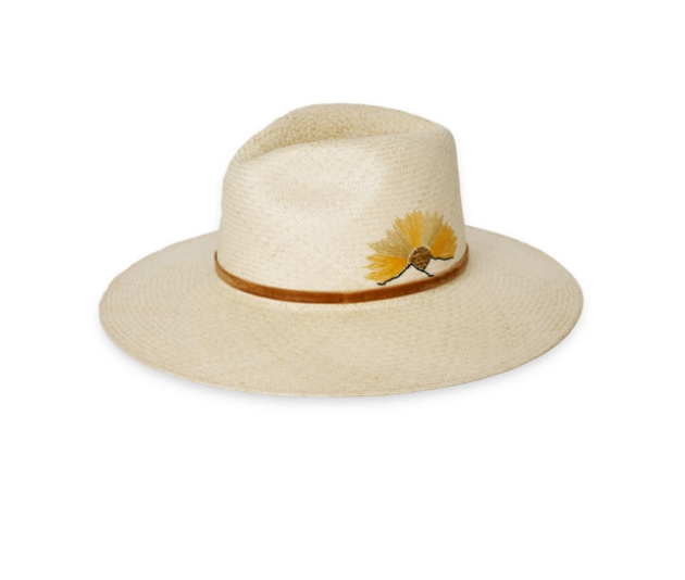 Freya - Embroidered Natural Straw Hat - Sunset