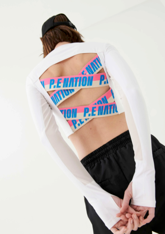 P.E Nation - Half Volley Long Sleeve Crop Top - Optic White