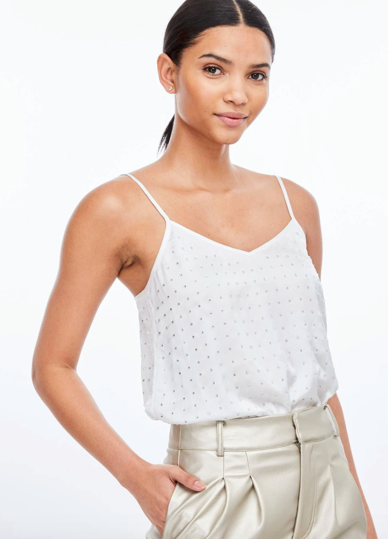 Generation Love - Rory Crystal Silk Camisole Top - White