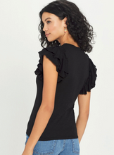 Load image into Gallery viewer, Goldie - Double Ruffle Sleeveless Tee Shirt - Black
