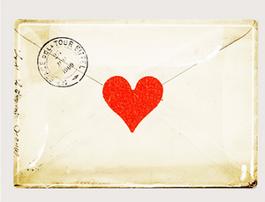 Handmade Decoupage Glass Tray 5" x 8" - Heart Sealed Envelope