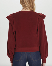 Load image into Gallery viewer, Goldie - Ruffle Shoulder Sweatshirt - Pomegranate

