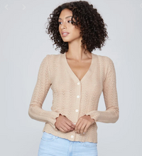 Load image into Gallery viewer, Paige - Susan Pointelle Knit Cardigan Top - Soft Camel
