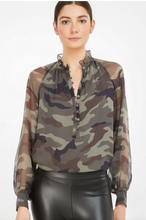 Load image into Gallery viewer, Generation Love - Noa Georgette Long Sleeve Blouse - Camouflage
