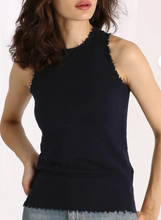 Load image into Gallery viewer, Minnie Rose - Cotton/Cashmere Frayed Knit Tank - Black
