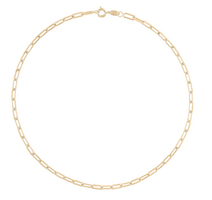 Alexa Leigh - Rectangle Link Chain Necklace 16" - Yellow Gold