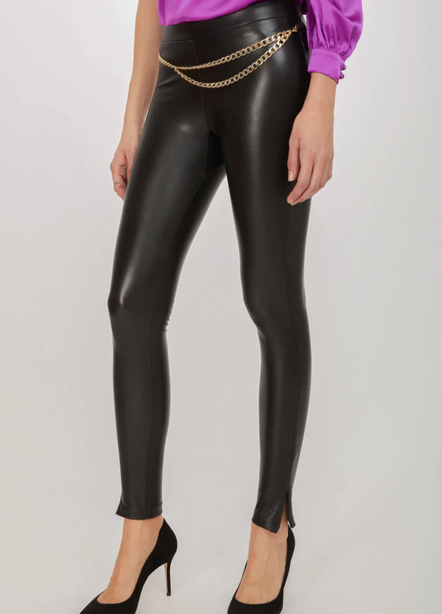 Double Second Black Vegan Leather Legging - Black / 8  Leather leggings,  Vegan leather leggings, Party dress outfits