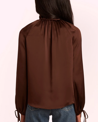 Amanda Uprichard - Vittoria High Collar Silk Blouse - Tobacco