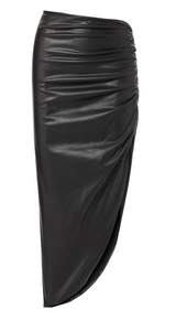 Veronica Beard - Ari Vegan Leather Front Slit Midi Skirt - Black