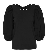 Load image into Gallery viewer, Nation LTD - Gracie Bow Tie Pintuck Sleeve Top - Jet Black
