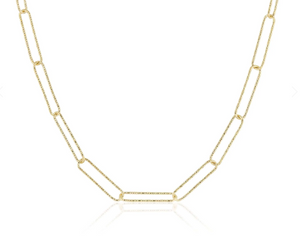 Ela Rae - Elongated Paperclip Link Sparkle Chain 14" Necklace