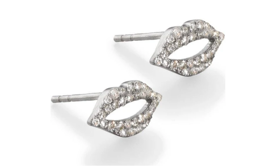 Ela Rae - Tiny Kiss Pave Diamond Stud Earrings