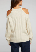 Load image into Gallery viewer, Chaser - Sequin Knit Cold Shoulder Sweater - Cream
