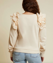 Load image into Gallery viewer, Nation LTD - Esther Ruffle Shoulder Sweatshirt - White Chocolate
