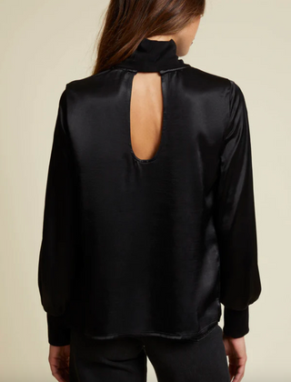 Nation LTD - Anne Hammered Satin Turtleneck - Black