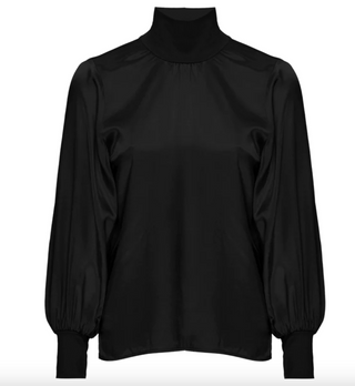 Nation LTD - Anne Hammered Satin Turtleneck - Black