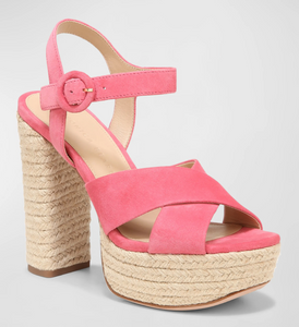 Veronica Beard - Lucille Platform Espadrille Sandal - Coral Pink Suede