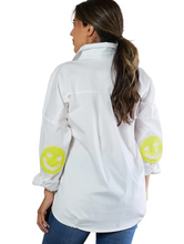 Load image into Gallery viewer, Caryn Lawn - Preppy Elbow Patch Shirt - Smiley Face

