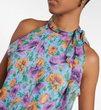 Load image into Gallery viewer, Veronica Beard - Dali Silk Halter Top - Lake Blue Floral
