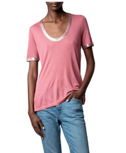 Load image into Gallery viewer, Zadig &amp; Voltaire - Tino Foil Scoop Neck Tee Shirt - Vieux Rose
