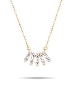Adina Reyter - Stack Diamond Baguette Curve Necklace - 14KY