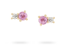 Load image into Gallery viewer, Adina Reyter - Pink Sapphire and Diamond Amigos Post Earrings - 14KY
