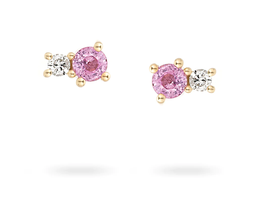 Adina Reyter - Pink Sapphire and Diamond Amigos Post Earrings - 14KY
