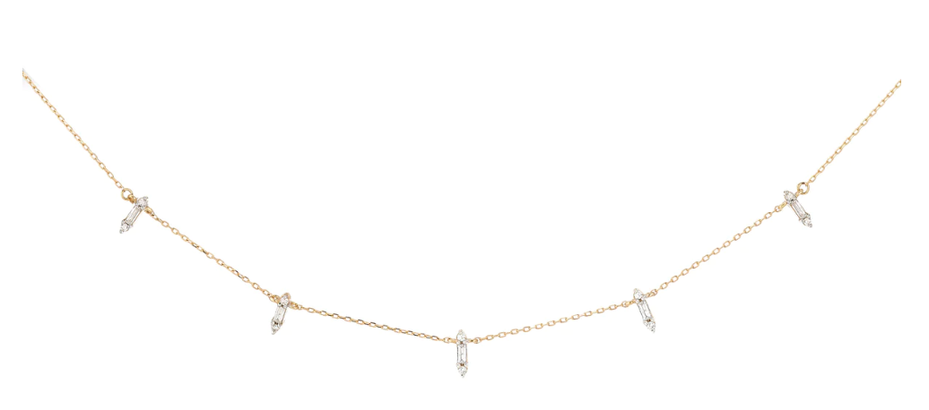 Adina Reyter - Stack Diamond Baguette Chain Necklace - 14YK