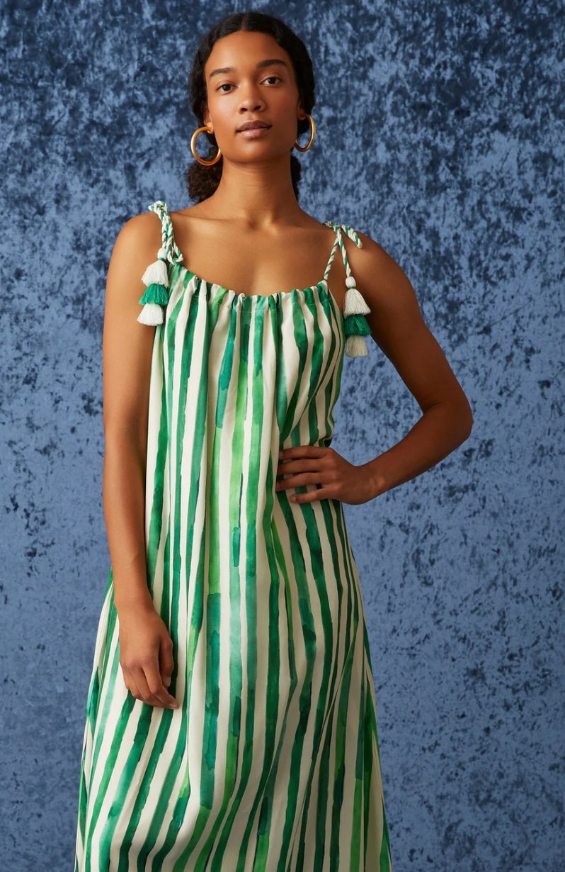 Marie Oliver - Yulia Dress - Green Cabana Stripe